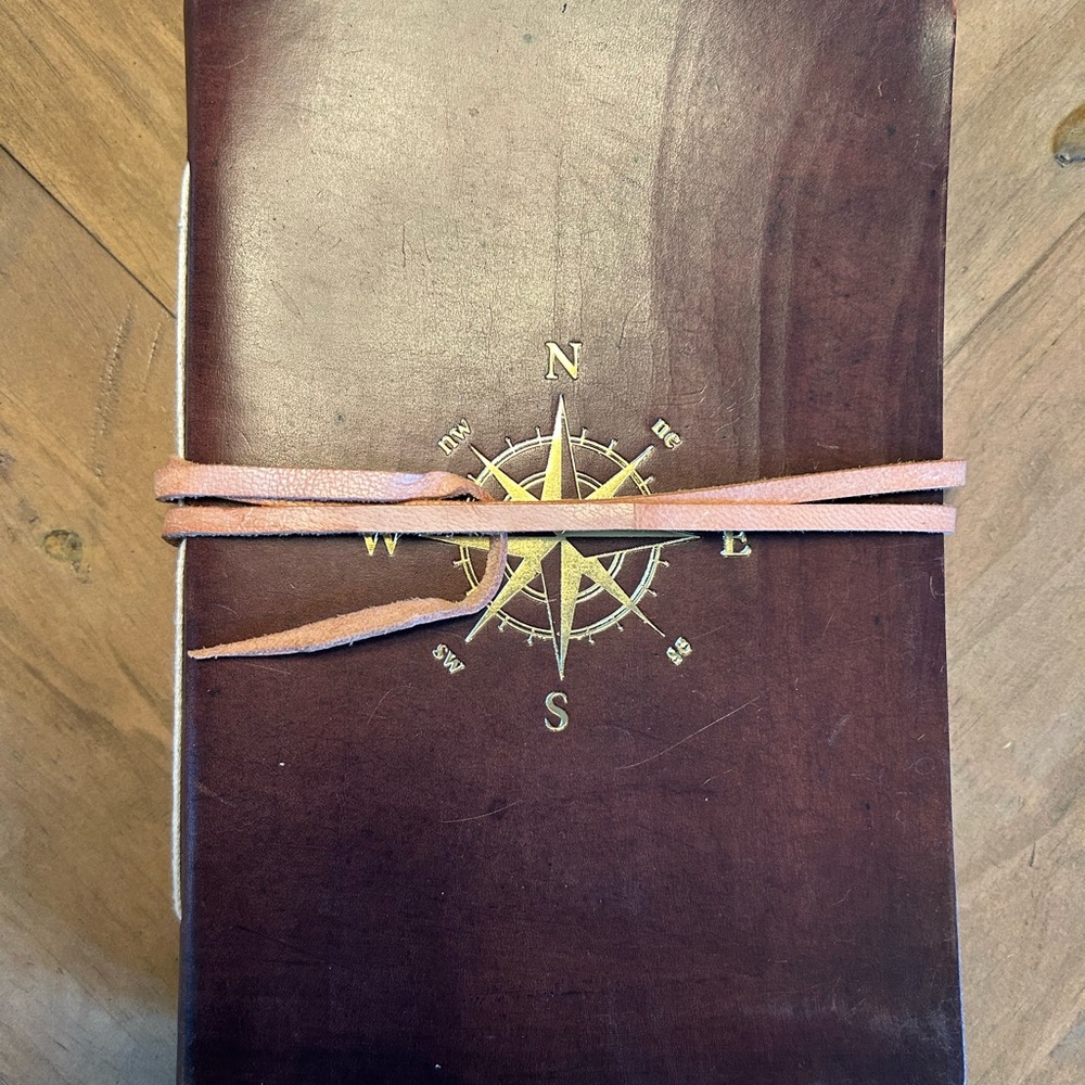 Brown Genuine Leather Journal with Compass Design
